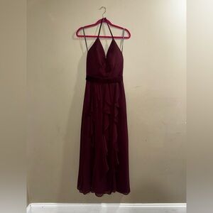 Vera Wang Deep Burgundy Halter Backless Dress